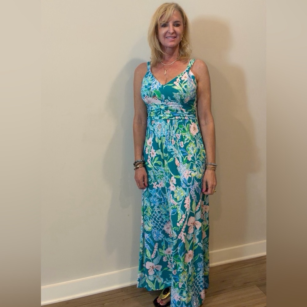 Lilly Pulitzer Floral Maxi Dress - Blue and Green
